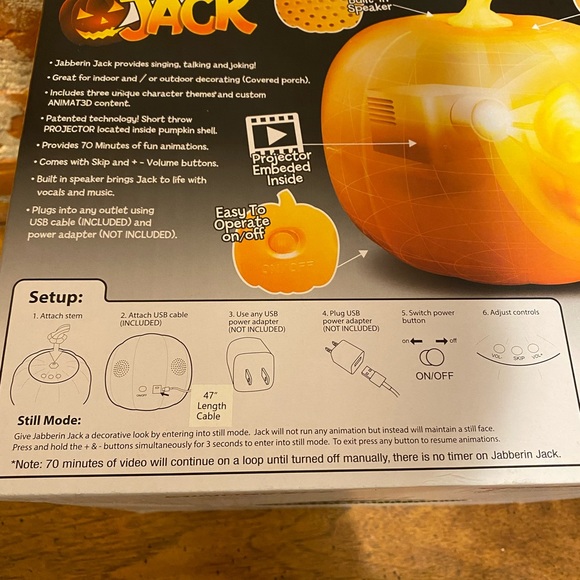 Jabberin Jack Talking Animated Pumpkin Head Halloween Decoration - Picture 6 of 6